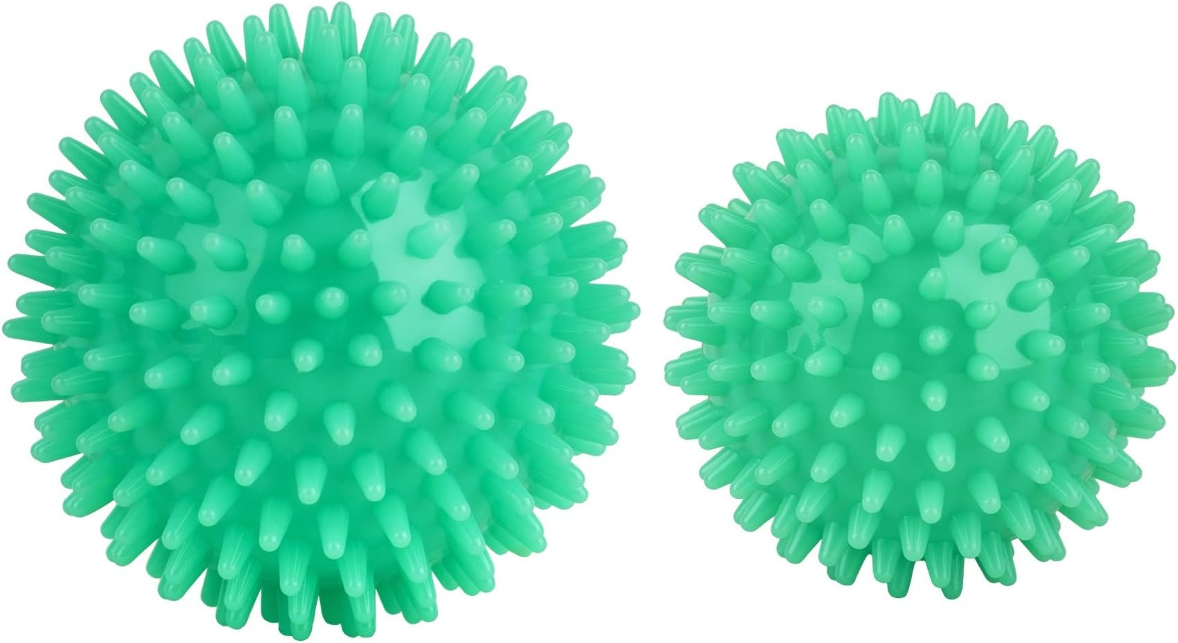 Spiky Massage Ball for Feet Set of 2. Hard Foot Massage Balls Massager for Plantar Fasciitis. All Over Body Exercise Ball for Trigger Point Therapy Muscle Recovery Pain Relief (GREEN 7CM/9CM)