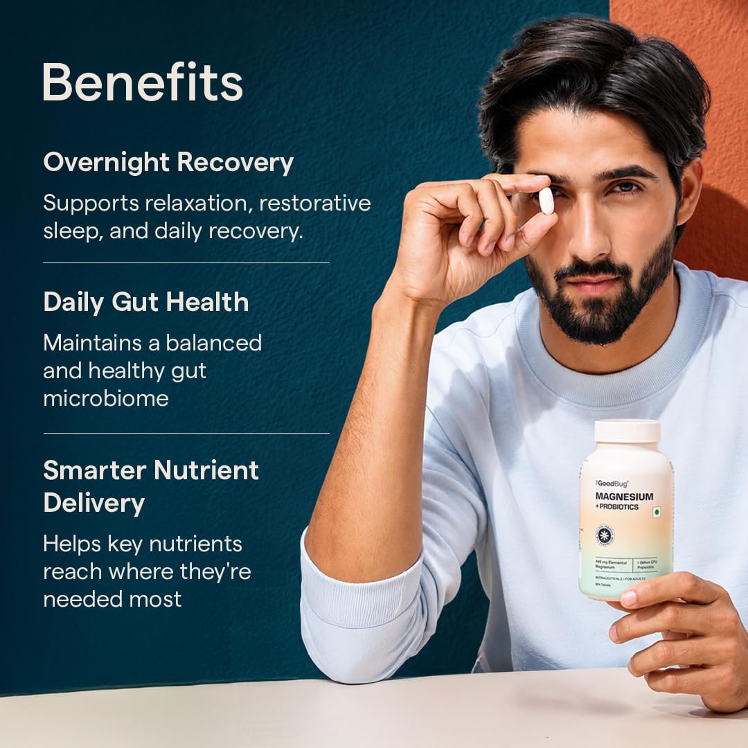 The Good Bug Magnesium Bisglycinate Tablets with Probiotics | 440mg Elemental Magnesium | Highly Bioavailable Form | Supports Muscle Recovery, Deep Sleep & Gut Health | 60 Tablets — Amazon image 2