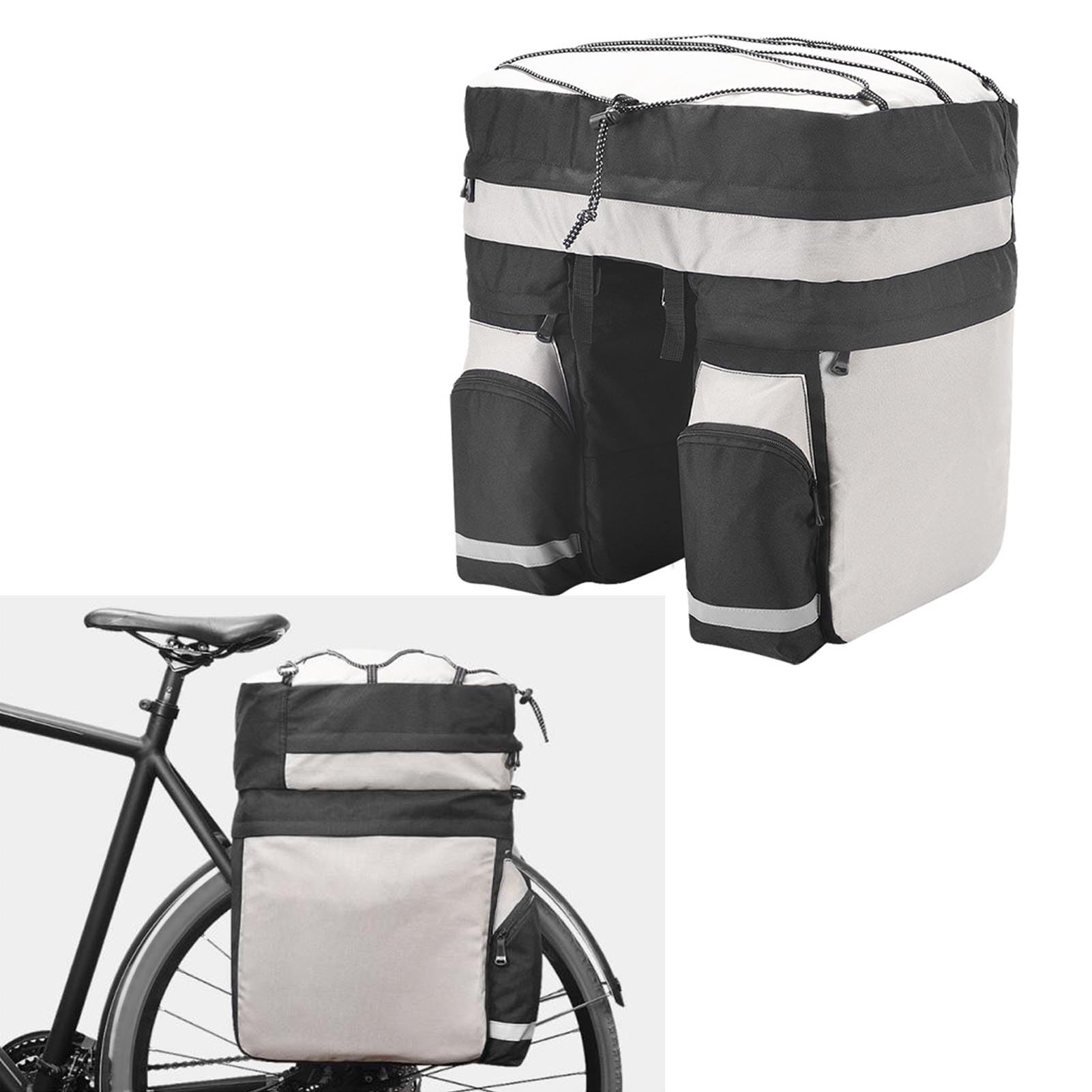SUNGOOYUE Borsa da Portapacchi per Bici, Borsa Posteriore in Poliestere Impermeabile da 60 Litri, 3 in 1, Multifunzionale, con Copertura Antipioggia per Mountain Bike e Ciclismo