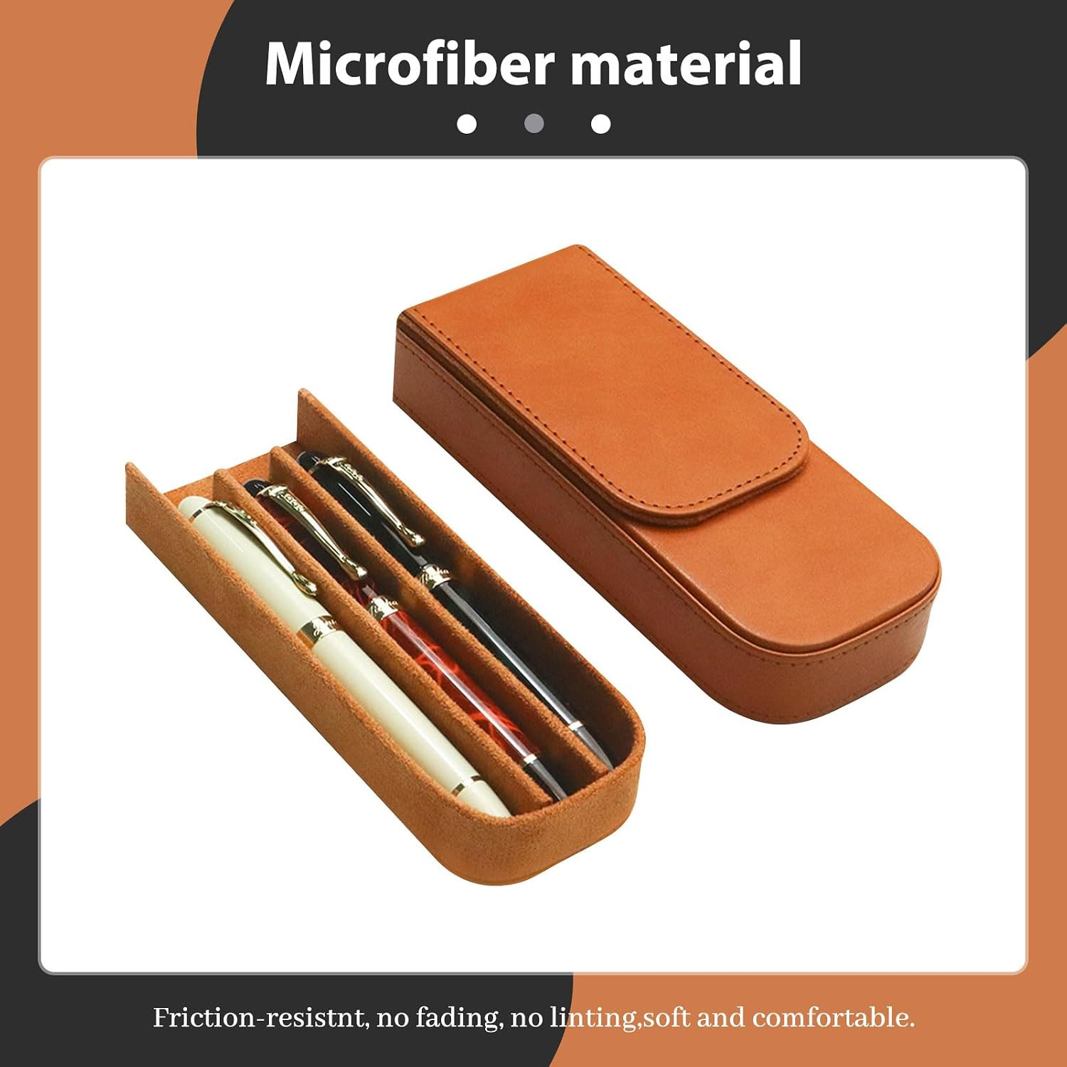 PU Leather Fountain Pen Case, Pen Storage Tray Organizer(brown) image 3