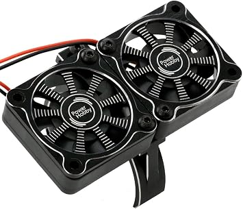 Powerhobby Aluminum Heatsink 40mm 1/8 1/6 1/7 Dual High Speed Cooling Fans w/Cover Black
