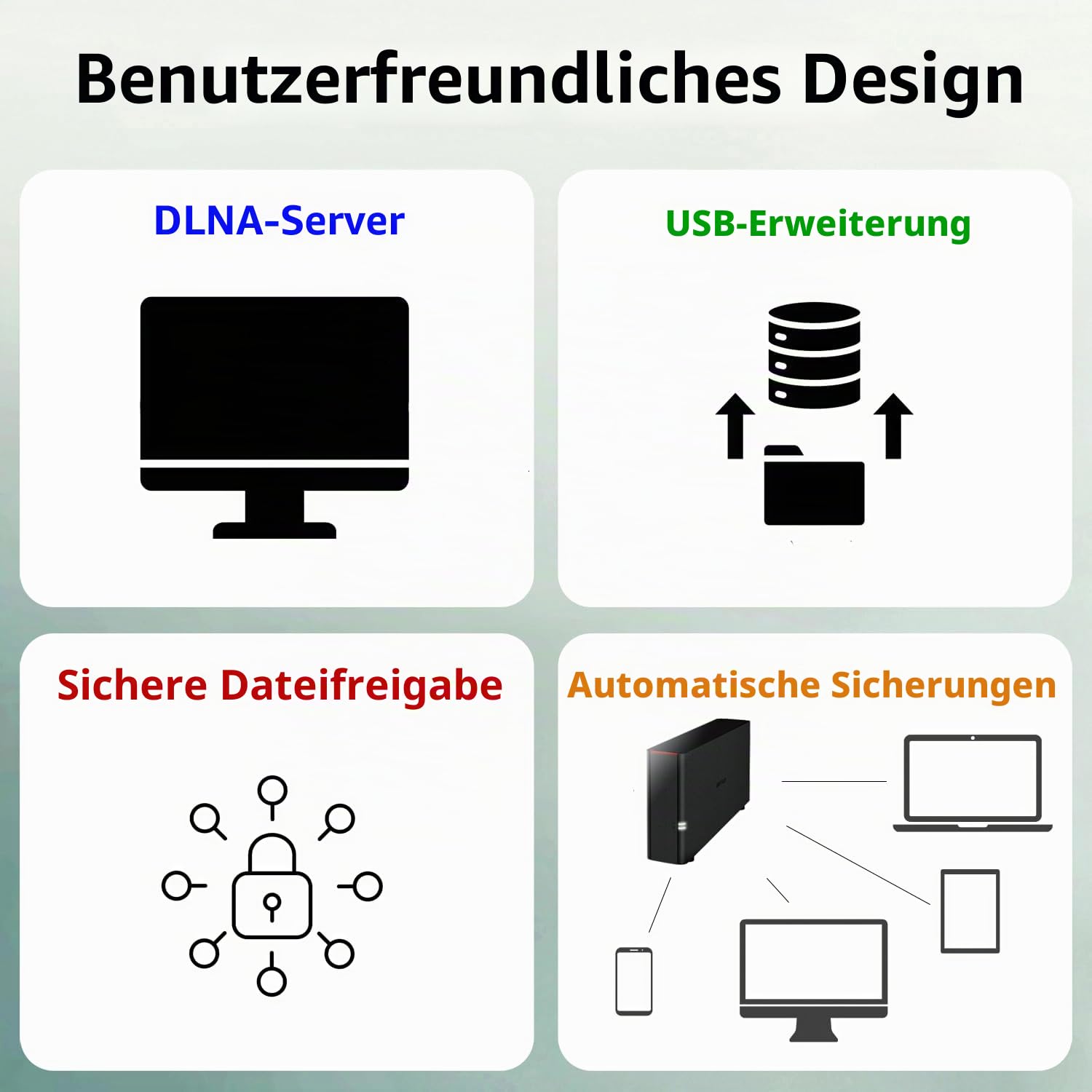 Buffalo LinkStation 410 2 TB High Performance NAS Persönlichen Cloud Storage und Media Server schwarz dunkelgrau 4 TB