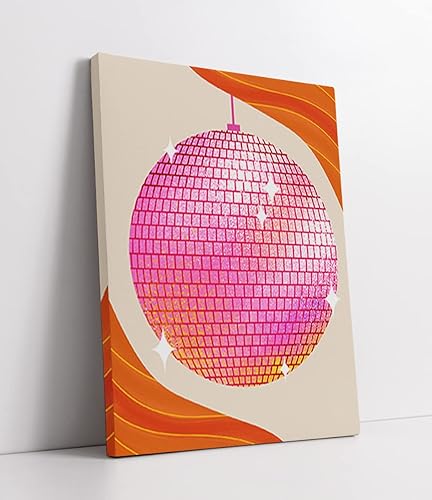 LiTiu Lienzo decorativo para pared con diseño de coqueta rosa, estilo retro y moderno, diseño de bola de discoteca de los años 70, 11 x 14 pulgadas, disponible en Yaxa Colombia