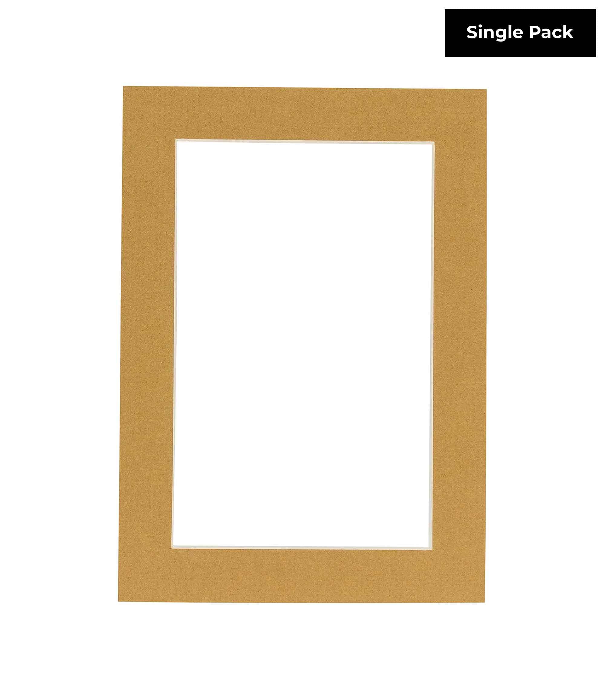 10x13 Mat Bevel Cut for 8x10 Photos - Acid Free Rattan Beige Precut Matboard With Backing Board and Crystal Clear, Self Seal Photo Mat Bag - For Pictures, Photos, Framing - 4-ply Thickness