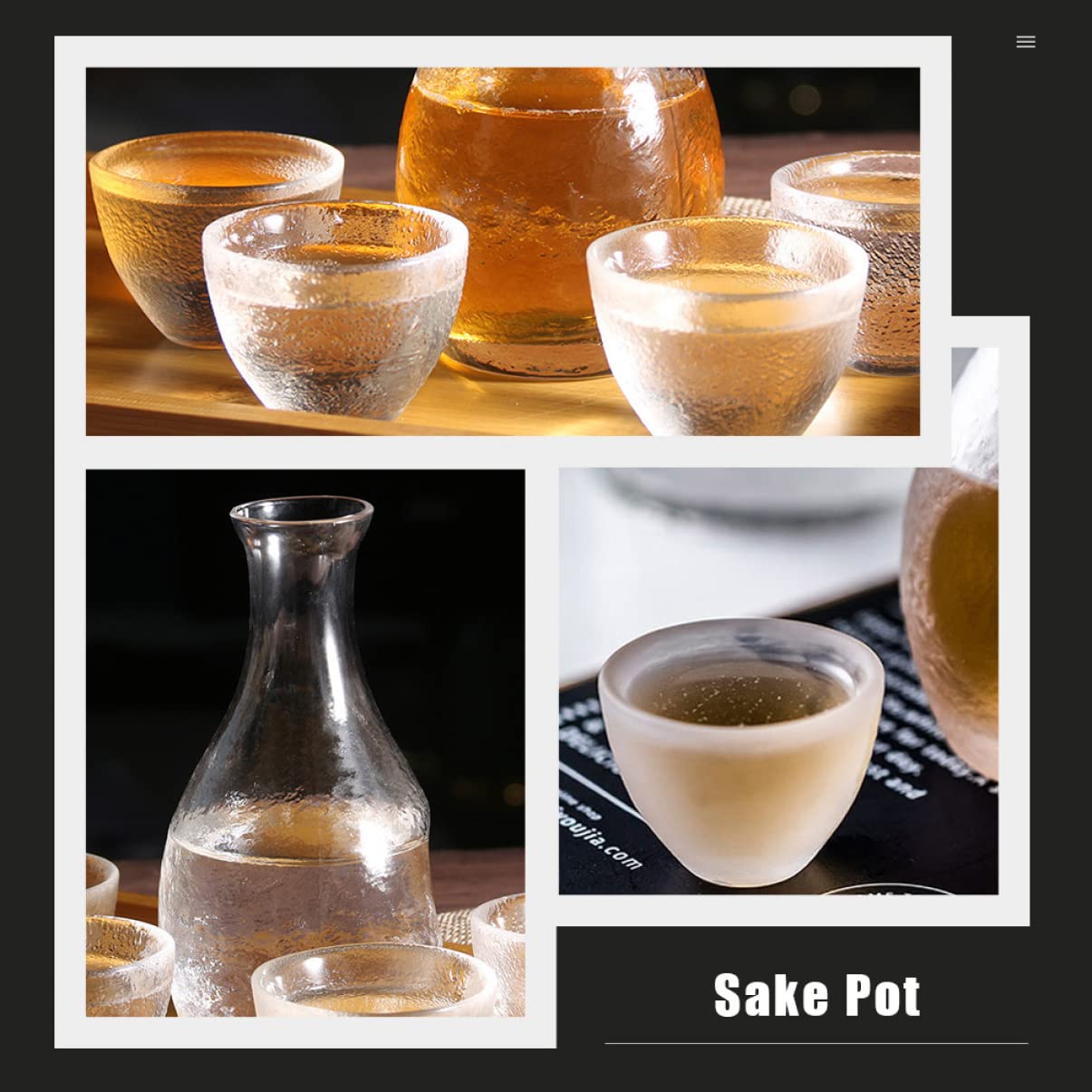 Tasses à saké, tasses à saké traditionnelles, verres à vin en céramique, verres transparents flottants tendance, bouilloire de service comprenant un réchauffement d'anniversaire ou un design de saké e
