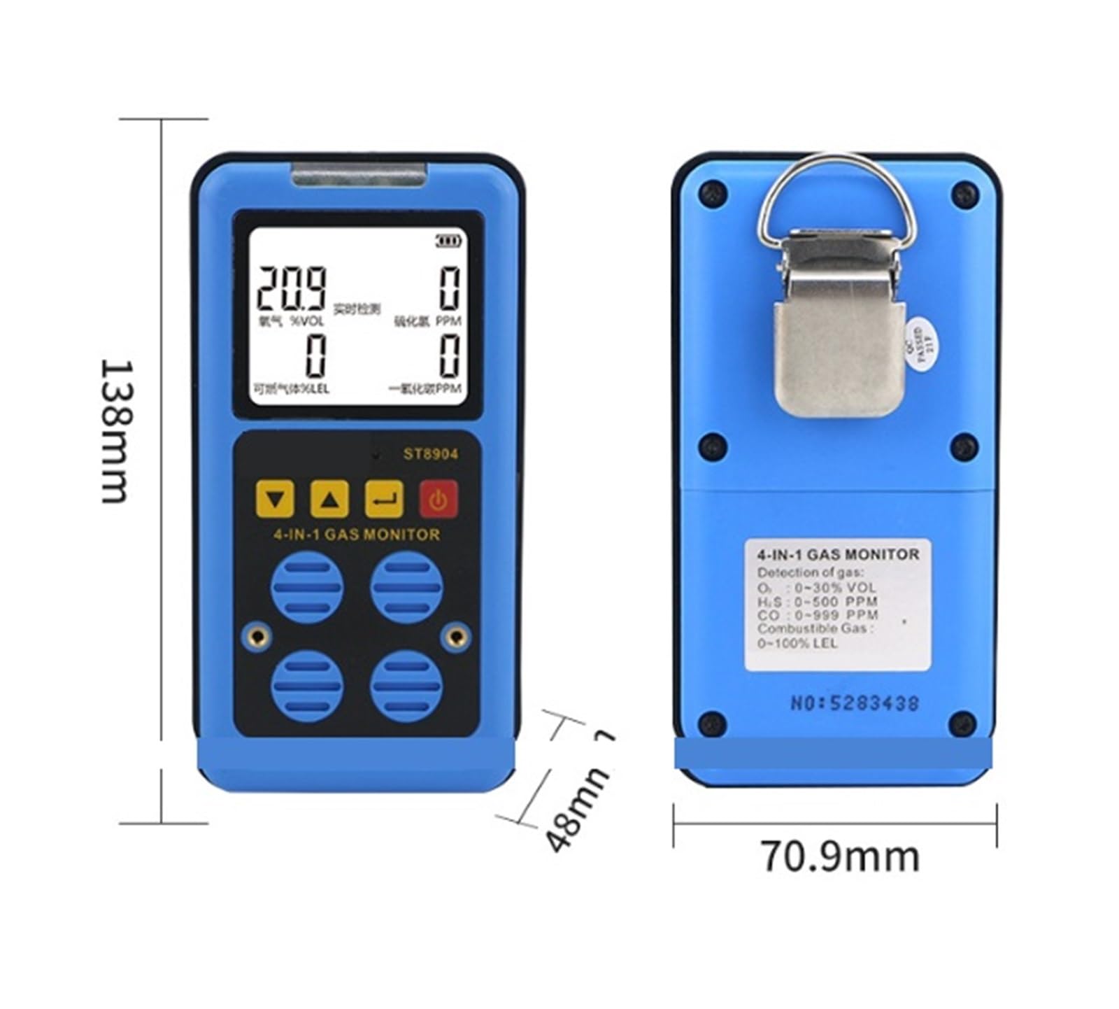 monitor di co2, L'attrezzatura Industriale Per Il Monitoraggio Dei Gas ST8904 Rileva Più, Rilevatore Di CO/H2S/O2/LEL Con Spia per casa, ufficio, auto