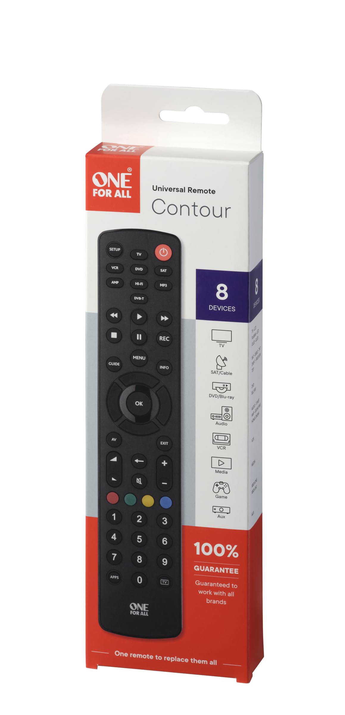 One For All URC1280 Uniwersalny pilot Contour 8 IR Czarny