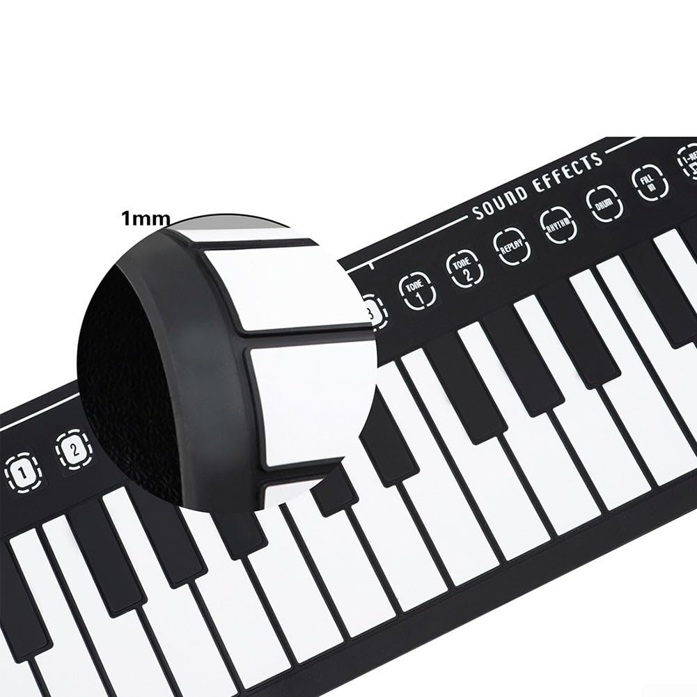 SPORTARC Elektronische Handtastatur, zusammenklappbar, flexibles Klavier, 49 Tasten, Rollup Piano mit USB-Ladekabel für Anfänger (schwarz)