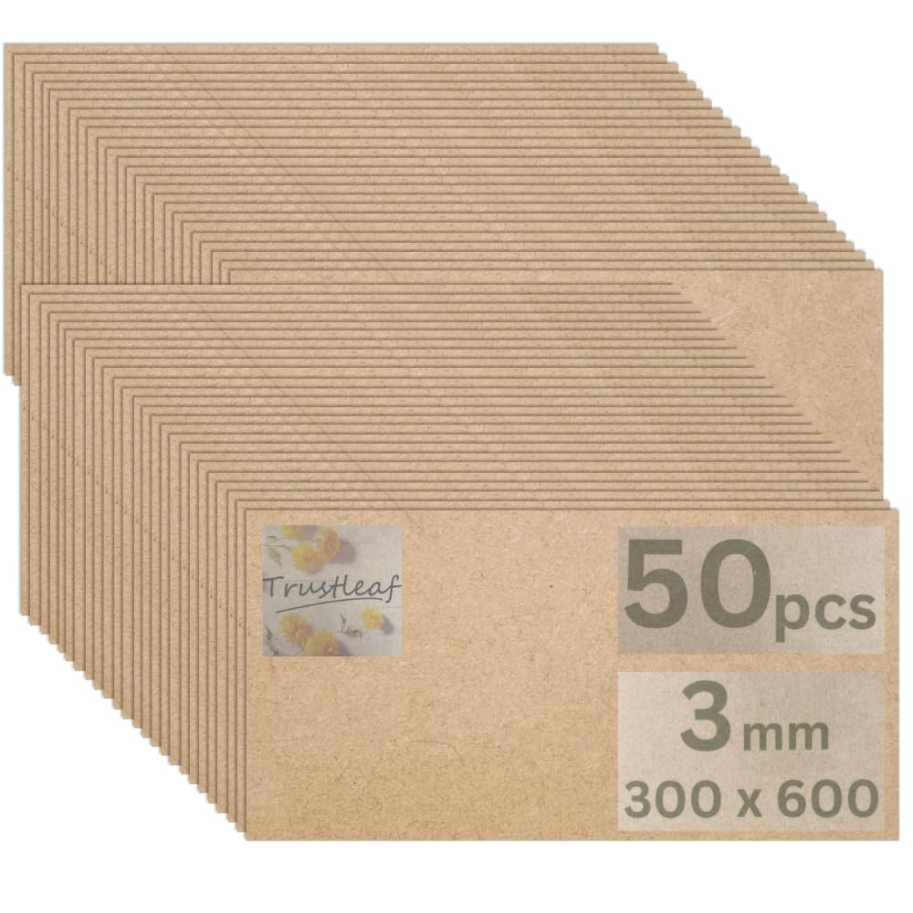 Trustleaf 3mm Sheets of MEDITE Premier MDF 300mm x 600mm Approx 1ft x 2ft. Pack of 50