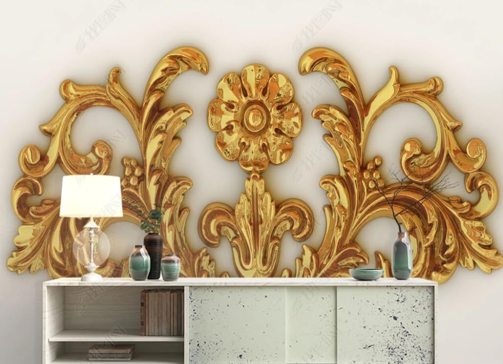 Papier peint intissé bijoux floraux en or grand poster mural salon 400x280