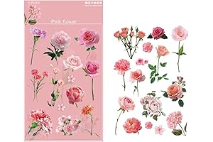 2 Sheets Transparent Chinese Rose Flower Vinyl Stickers Decals for DIY Decoration