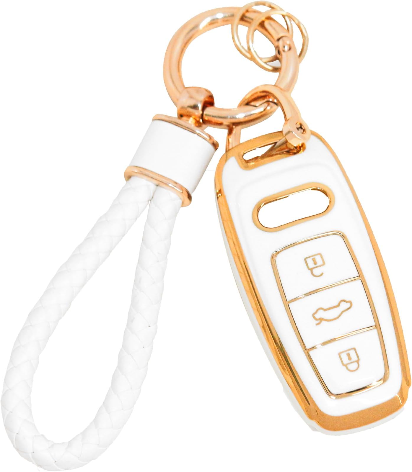 2018-2022 Audi A7 A8 Key Fob Cover with Keychain Lanyard, TPU Key Protector Compatible for A6 A7 A8 E-Tron Q8 SQ8, A3 Q7 S3 S6 SQ7 RS6 S7 RS7 Remote Smart Key Shell