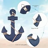 Fangoo 2 Pack 28 CM Wooden Ship Wheel and 33 CM Wood Anchor with Rope Nautical Boat Steering Rudder Wall Decor Door Hanging Ornament - 7