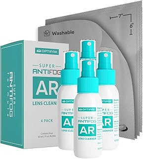 Anti Fog Spray for Glasses - Antifog Cleaner with Microfiber Cloth for Eyeglasses, Goggles, Sunglasses, Mirror - Eyeglass Defogger Spray for Mask Wearers (30ml/1oz 4pk)