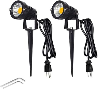 Ygapuzi Outdoor LED Landscape Lights Waterproof Garden Yard Path Lighting, Decorative Walls Trees Flags Spotlights with Stakes (9W Warm White)
