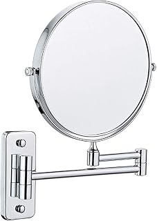 8 Inch Wall Mount Makeup Mirror Magnification Bathroom Makeup Mirror Magnifying Double-Sided Swivel 360 Swivel Cosmetic Face Mirror Extendable