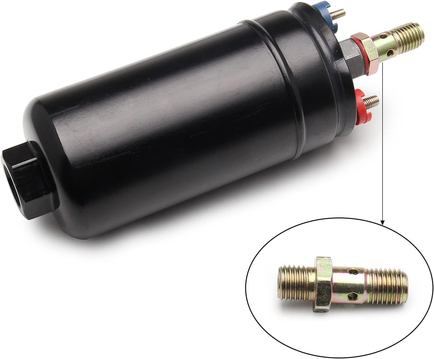 300LPH Inline Fuel Pump High Pressure 12V Electric Fuel Injection 10AN Inlet 8AN Outlet Universal High Flow External Fuel Pump Replace 580254044 HTRACING