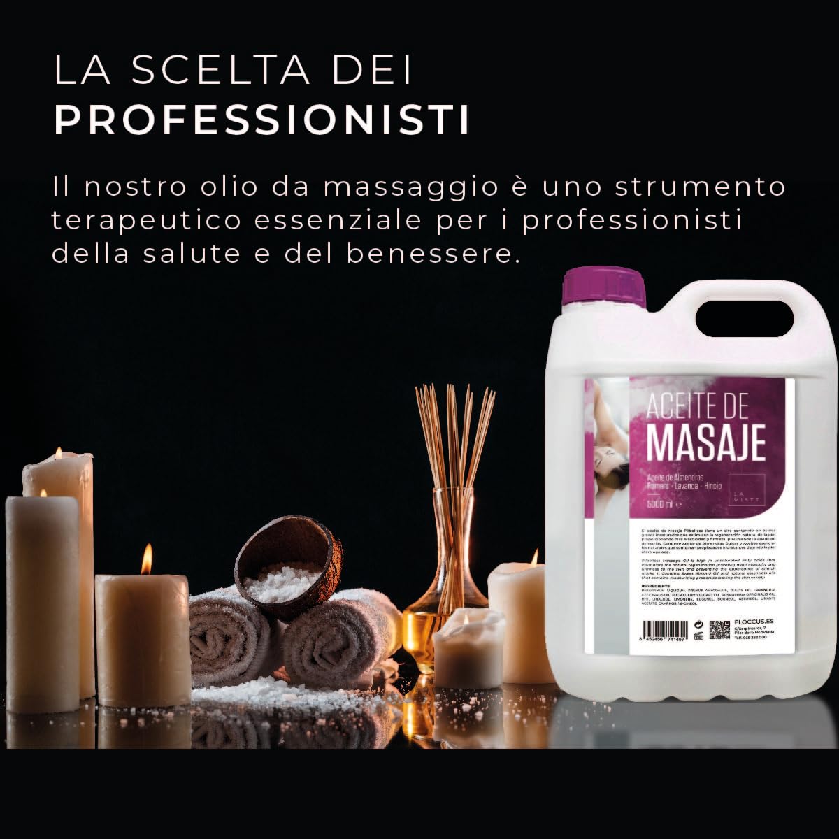 Olio di Massaggio Professionale 5000 ml | Olio di Mandorle Dolci, Rosmarino, Lavanda e Finocchio | Olio per il Corpo 5l