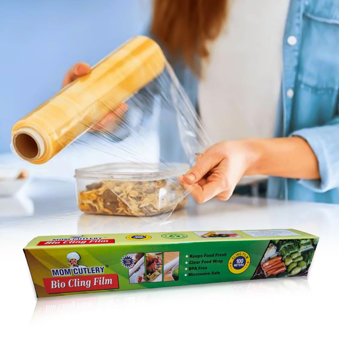 Biodegradable Cling wrap for Food Wrapping,Pack of 1, 100 Meter Biodegradable Food Wrapping Roll, Food Wrapping, Microwave Safe Paper Wrap for Storing All Food Types-image-35