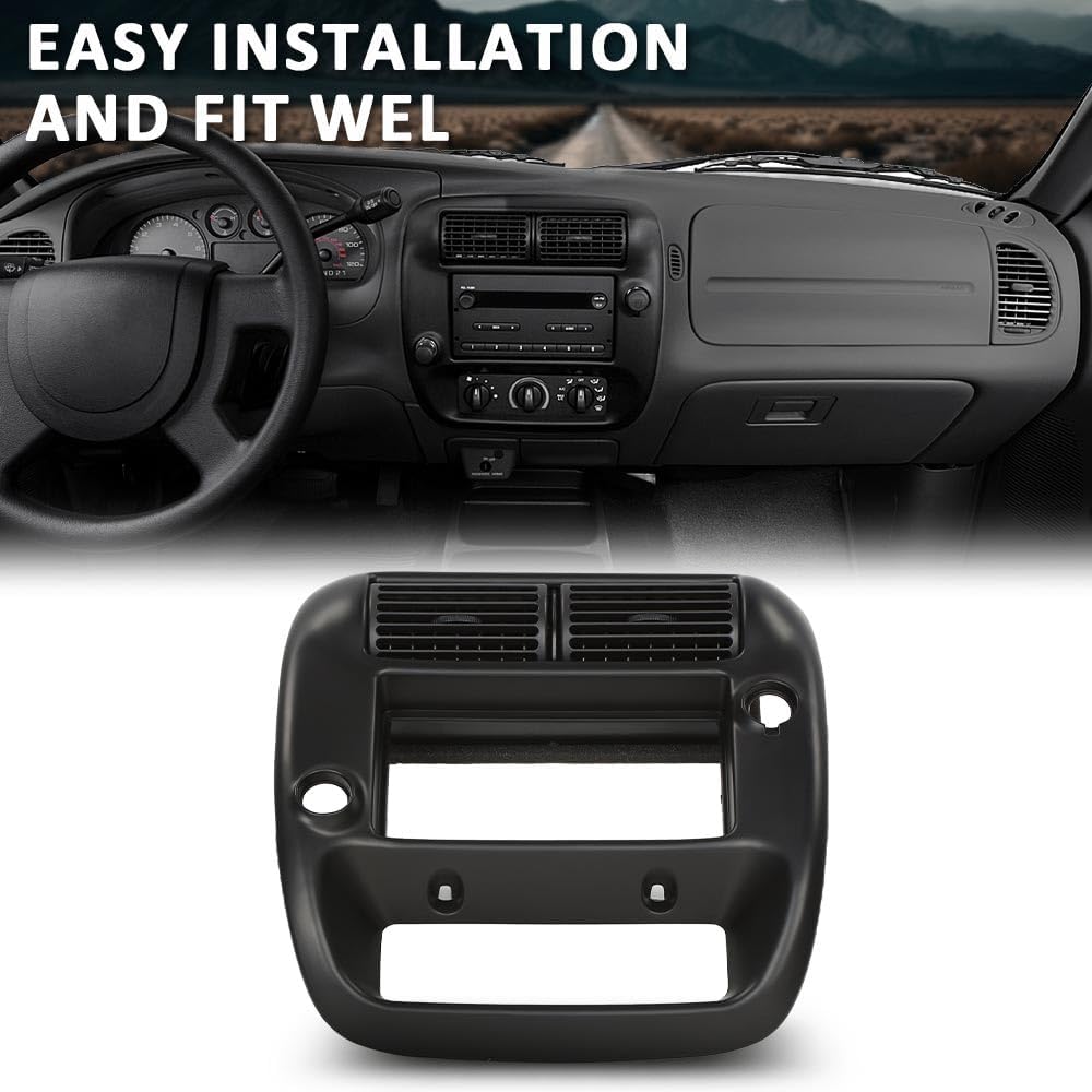 G-PLUS Center Dashboard Radio Panel AC Heater Vent Trim Compatible with Ford Ranger 1997-2006/Fit Ford Explorer 1997-2001/Fit 2WD Models w/o Fog Light Lamps & without Rear Window Wiper 5L5Z1004302JAA
