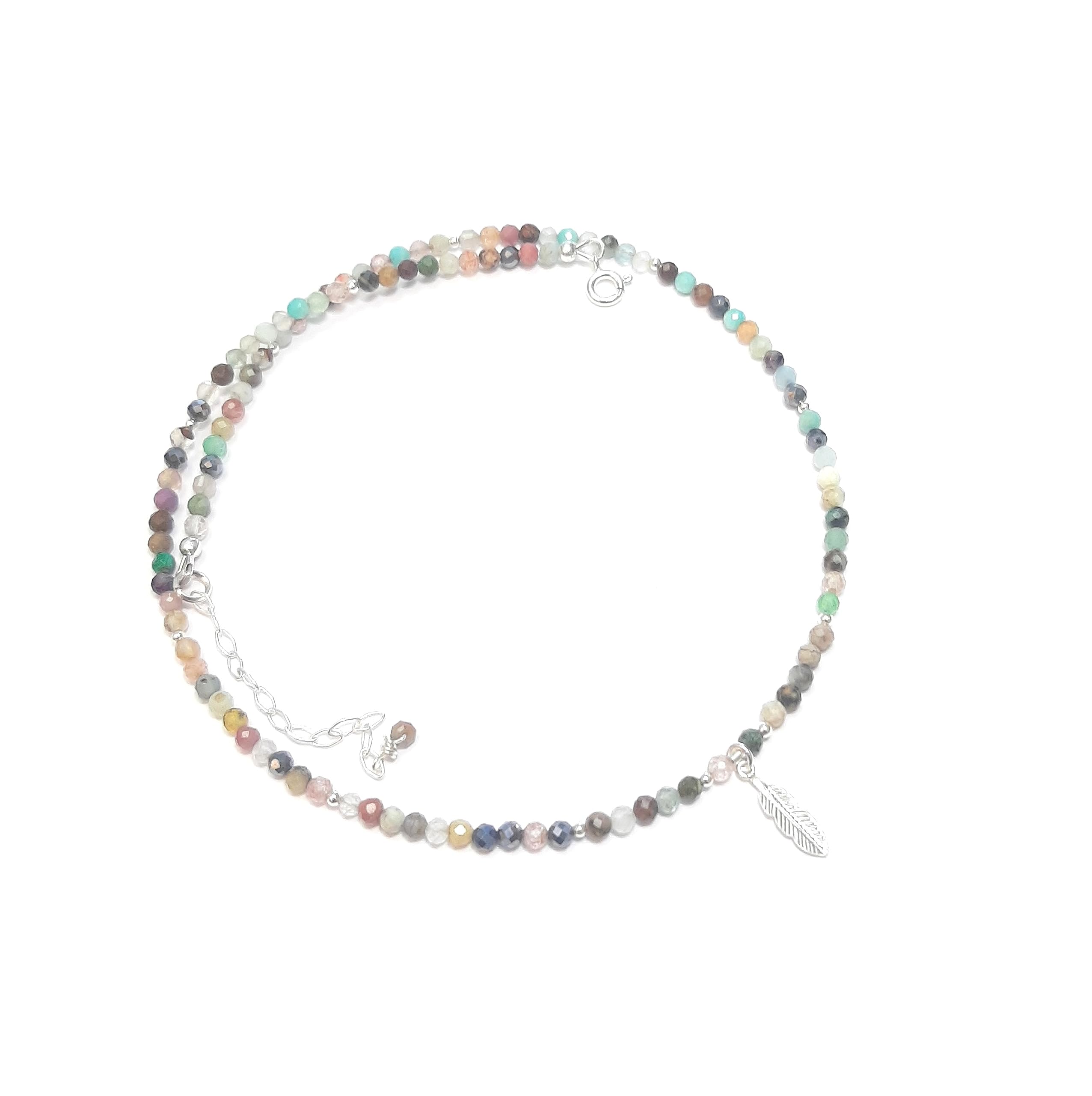 Collier Plume Pierres Naturelles et Argent 925