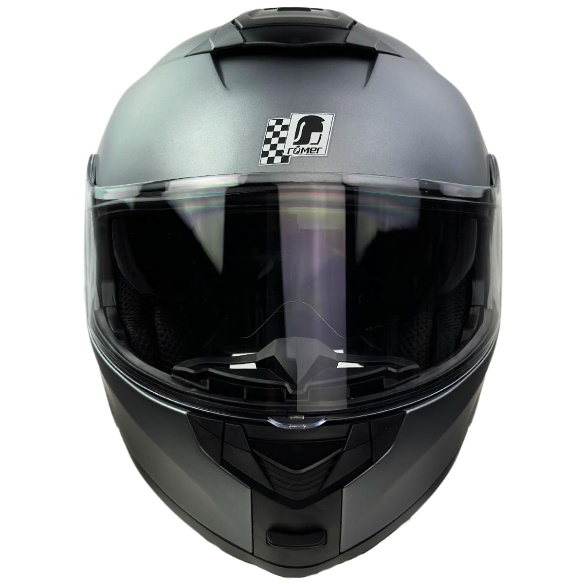 Römer Kask szczękowy do motocykla RR20770 z wizjerem przeciwsłonecznym, rozmiar L, kask z podwójnym wizjerem, tytan, matowy