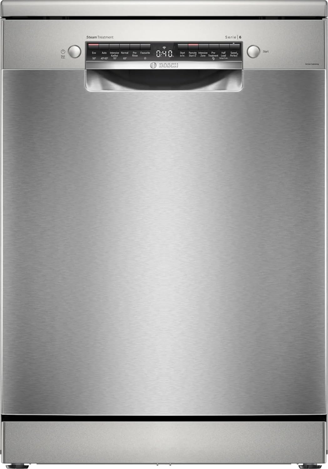 Bosch 15 Place Setting (Fits up to 80 utensils) Free Standing Dishwasher for Indian Utensils | Intensive Kadhai Program for Pressure Cooker, Home Connect (SMS6HMI01I, Silver Inox, Inbuilt Heater)-image-31