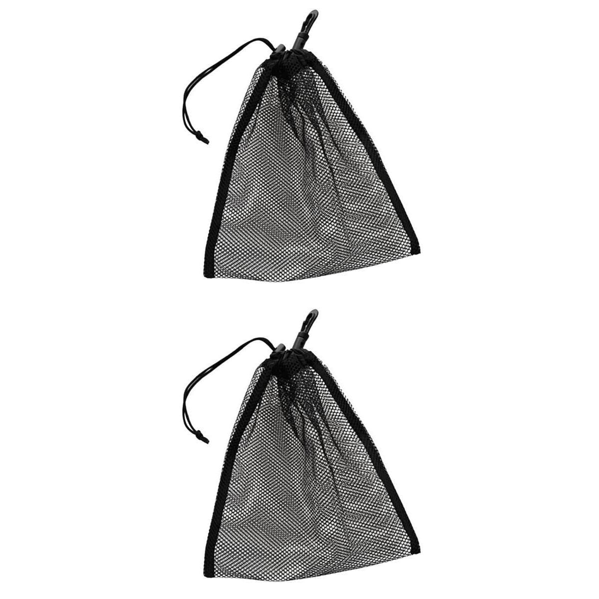 2pcs Mesh Net Bag Pouch Golf Table Tennis Ball Carrying Storage Holder Black-image-9