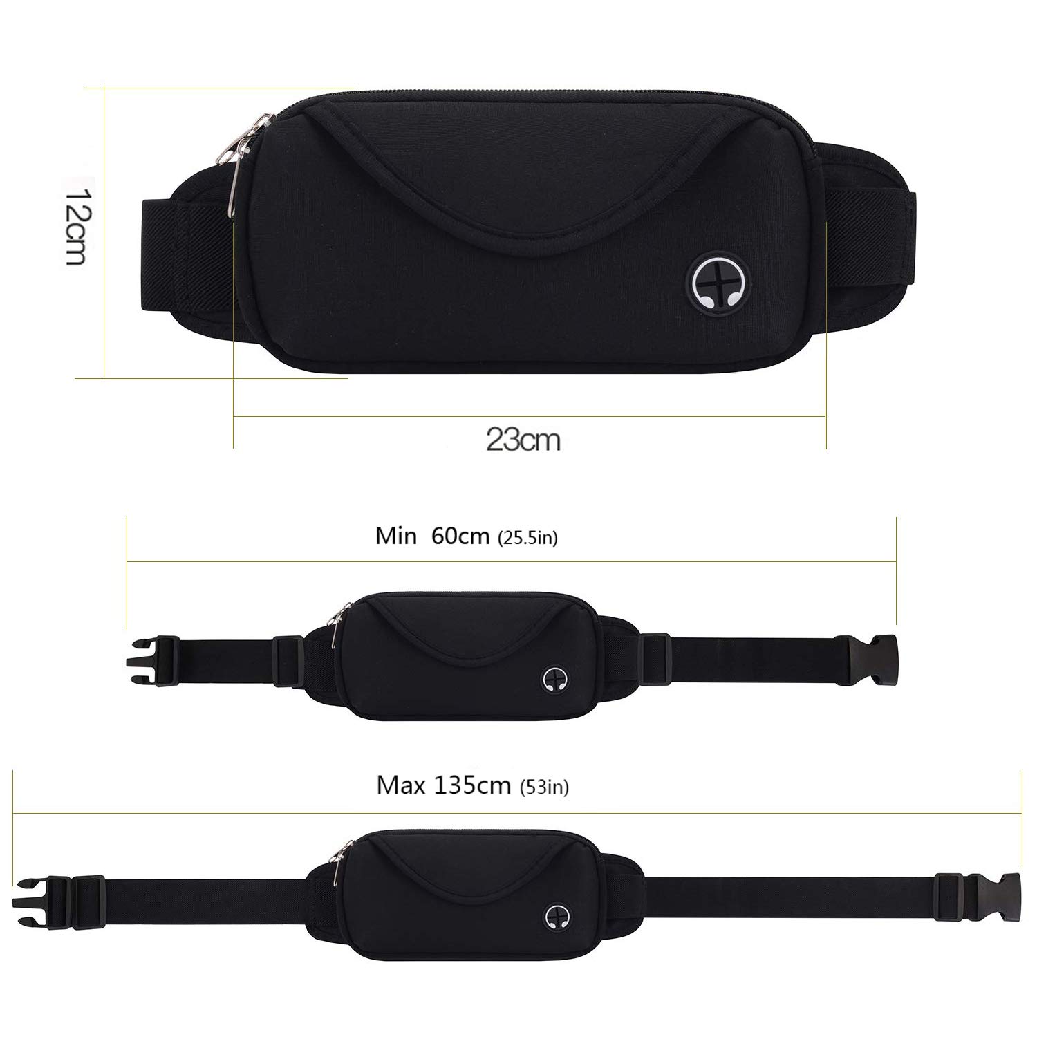 Marsupio Sportivo Impermeabile Running con Tasca Cintura da Corsa per Portafoglio Chiavi iPhone X 7 6 Plus Samsung Huawei Smartphone