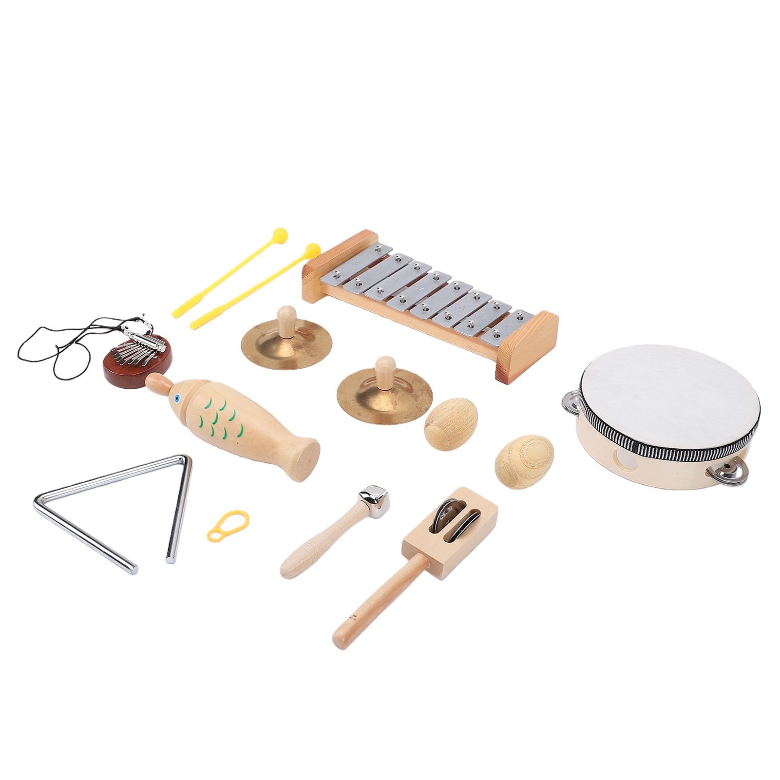 LiebeWH Musikspielzeug-Set aus Holz, Buchenholz-Schlaginstrumentenset für Kleinkinder mit Xylophon, Tamburin und Kalimba, 9-teiliges Montessori-Lernspielzeug für Vorschulkinder ab 3 Jahren
