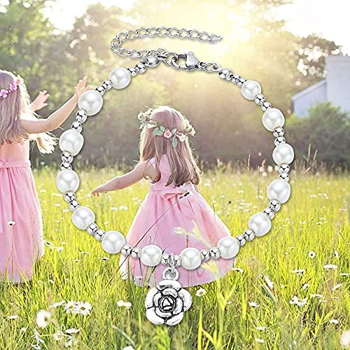 Iefshiny Flower Girl Gifts Bracelet, Wedding Gifts For Flower Girl Wedding Bracelet For Litter Girl Flower Girl Proposal Gift Flower Girl Charms White #TOP1