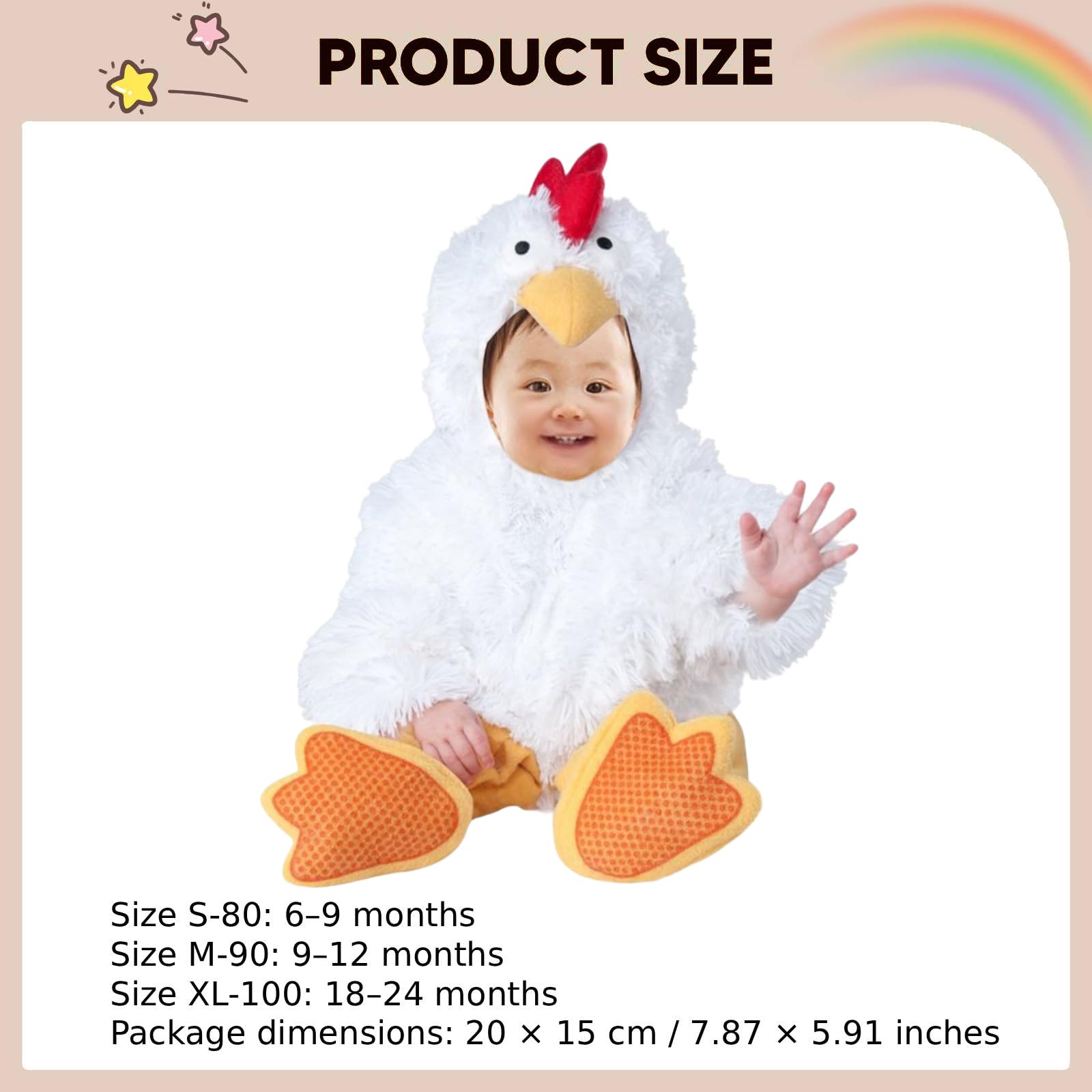 Harilla Costume da Cucciolo di Animale, Tuta Cosplay, Accessorio Divertente e Originale per Halloween, Tutina con Cappuccio per spettacoli teatrali e Festivi, Pulcino, M