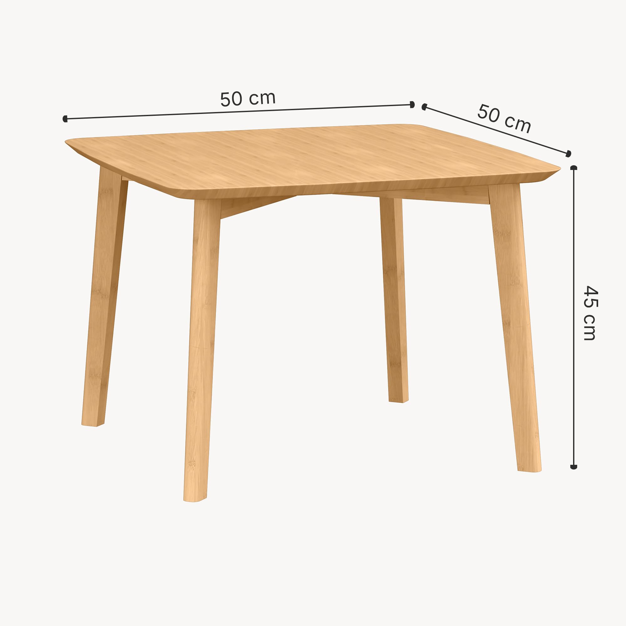 [en.casa] Beistelltisch Haad Sofatisch Wohnzimmertisch 45 x 50 x 50 cm Kaffeetisch quadratisch Ablagetisch aus Bambus für Wohnzimmer Schlafzimmer Flur Natur