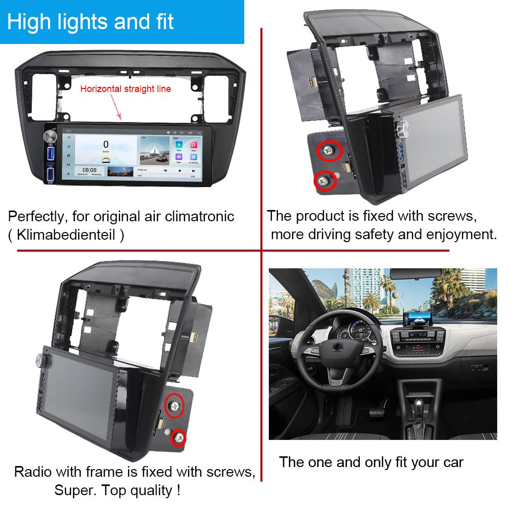 Navigatore Android Auto GPS Radio Navigator Carplay Fit for VW UP! e-up! e-Load Up 121 122 123 BL1 BL2 BL3/Skoda citigo E-Citigo/Seat MII E-MII KE KF/Seat lbiza DSP BT Pip DVR SWC DAB+Auto Fotocamera
