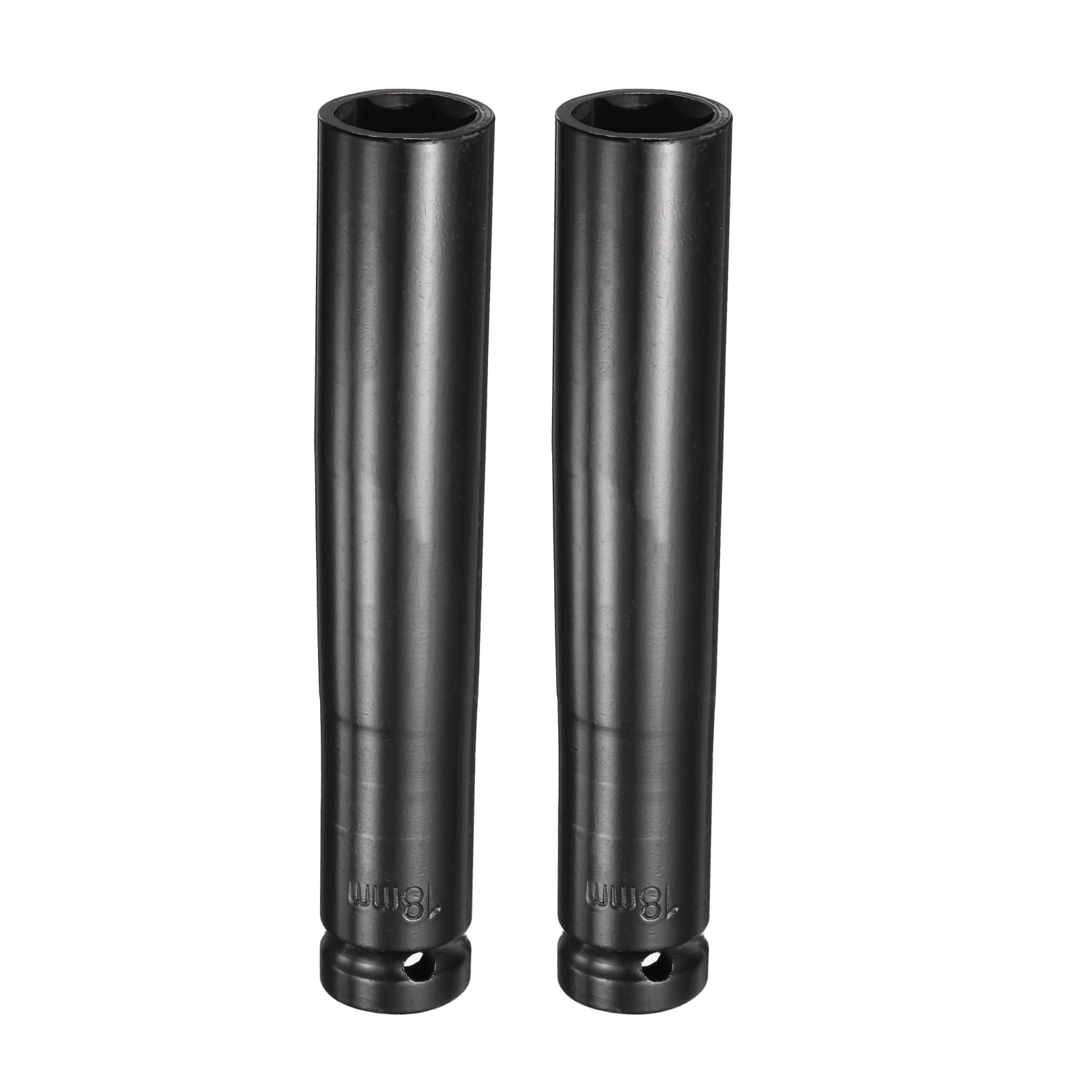 sourcing map 2pcs 6-Point Deep Impact Socket 1/2" Drive 18mm Metric Socket 5.7" (145mm) Extra Long Heat-Treated 45# Steel for Home Auto Spindle Axle Hex Nuts Bolts Repair, Black — image 1