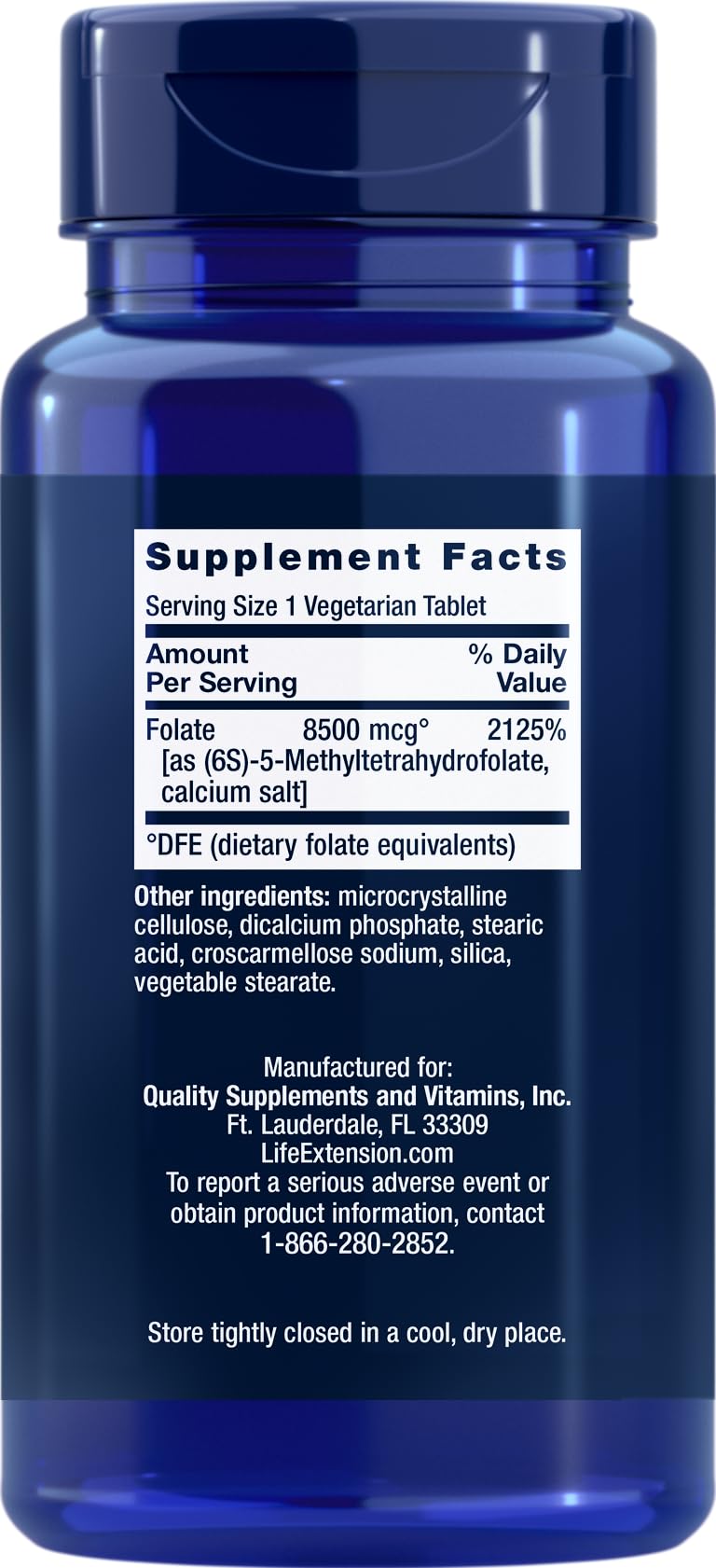 Life Extension High Potency Optimized Folate 8500 mcg DFE, 30 Vegetarian Tablets (Pack of 4) — Amazon image 2