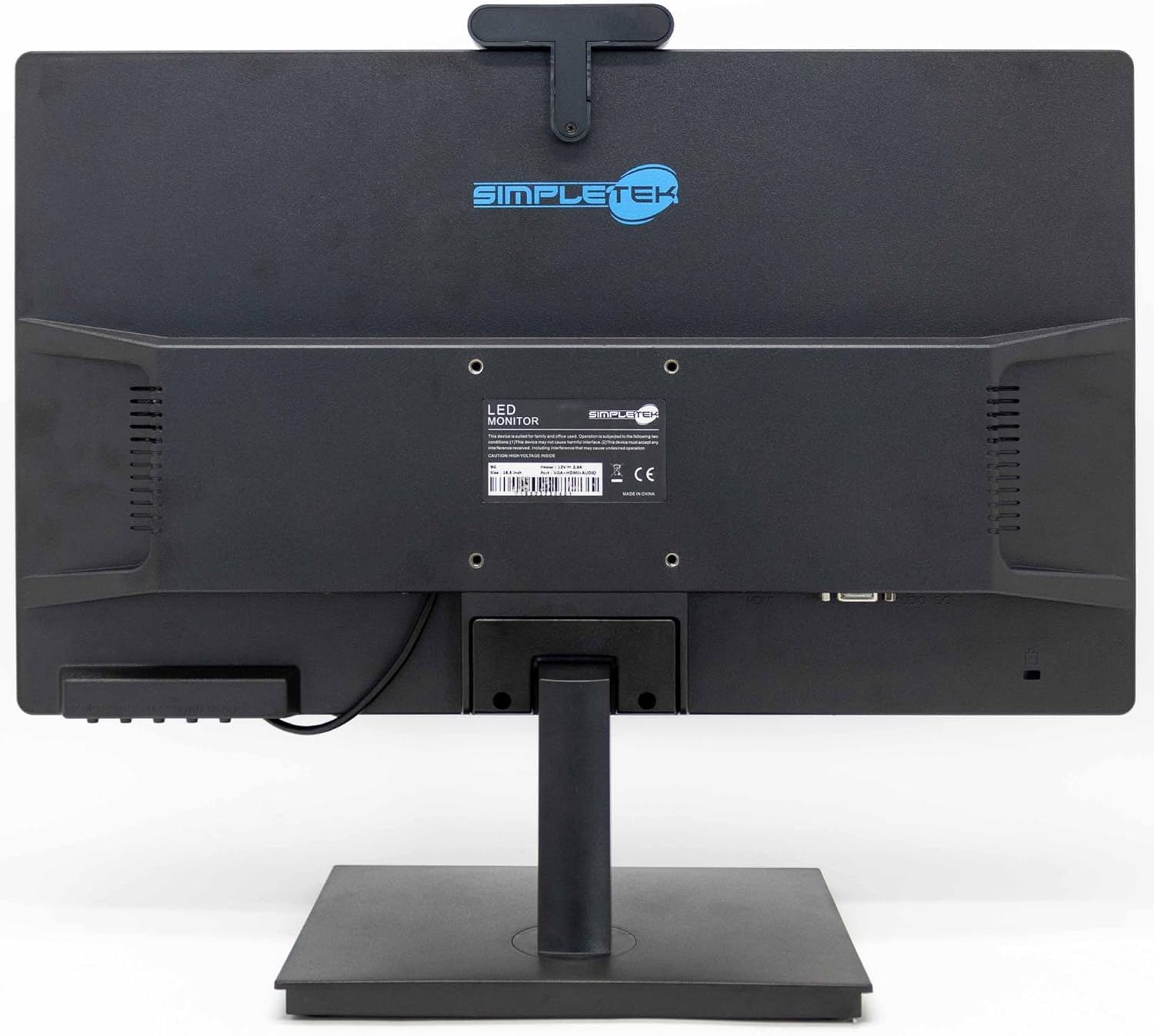 SIMPLETEK - Monitor 19 pollici HD con Webcam 5MP Integrata | HDMI, VGA | Speaker integrati | VESA 75x75mm
