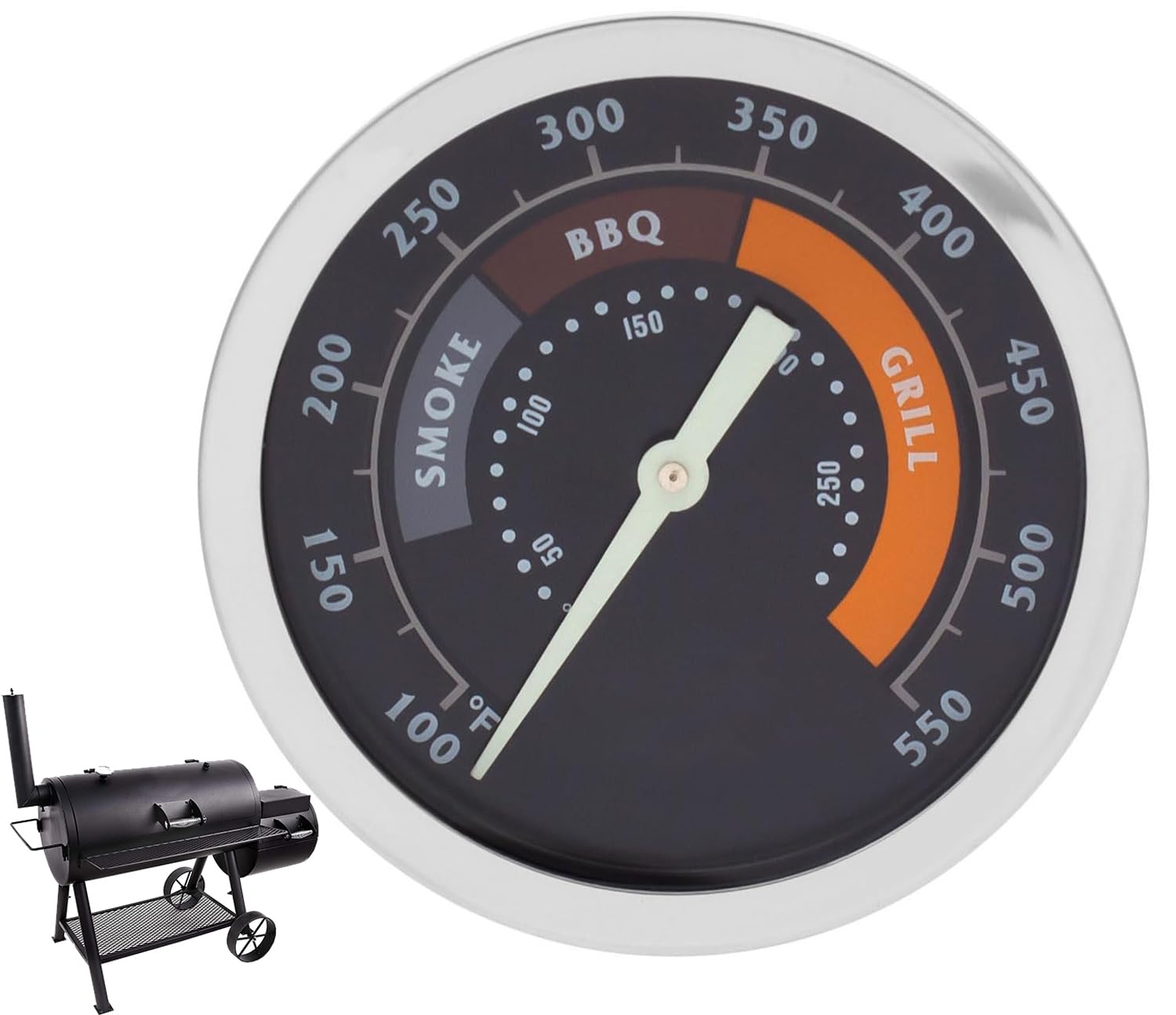 Smoker Thermometer Gauge for Oklahoma Joe's Smoker Accessories 3695528R06 Oklahoma Joe Grill Parts Accurate Heat Indicator for Most 13/16-inch Opening