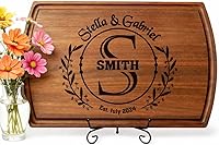 Custom Engraved Wooden Cutting Board - Personalized Christmas, Wedding, Housewarming Gift for Couples & Family