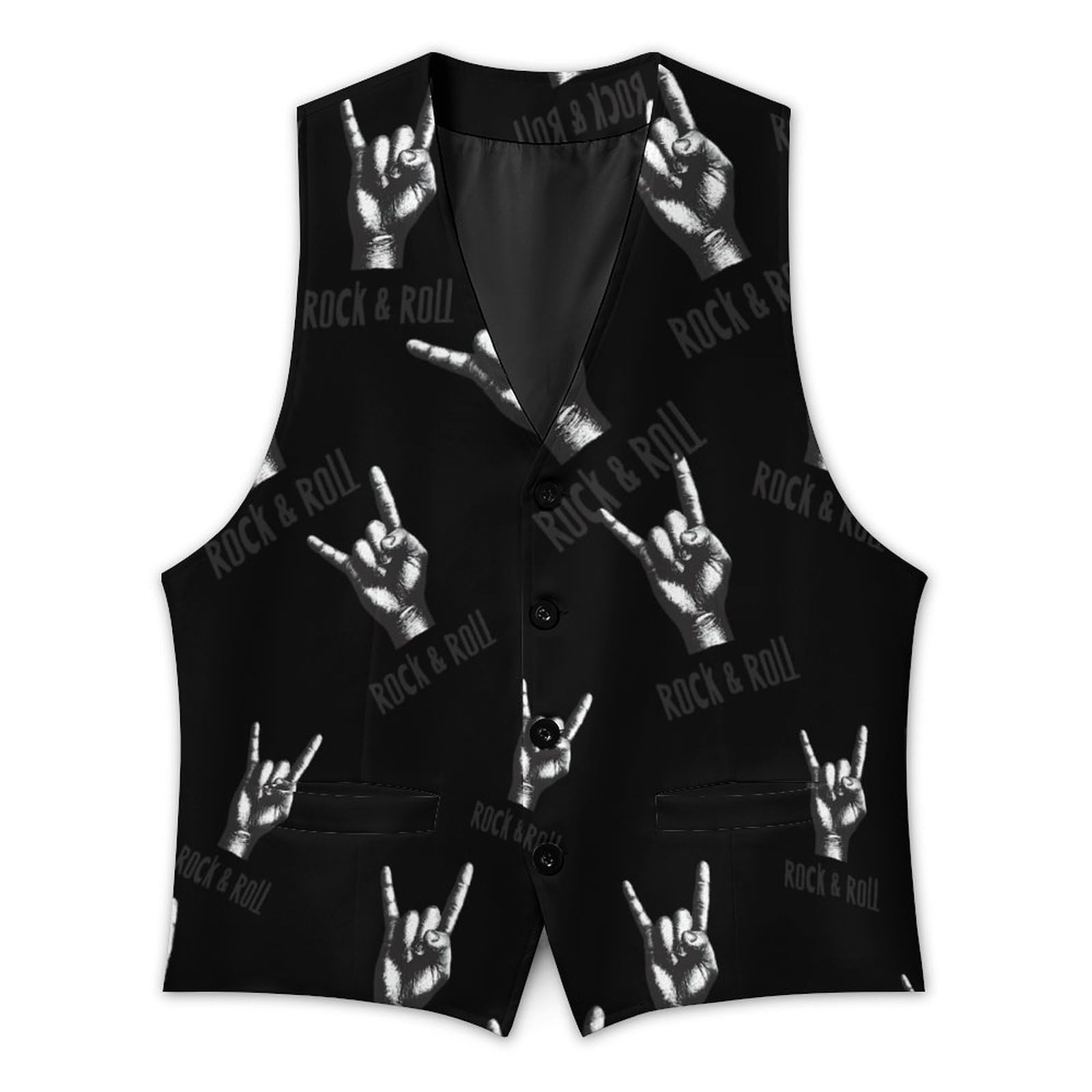 Rock and Roll - Gilet casual da uomo con 2 tasche | Slim Fit Gilet Gilet Business Formale Gemelli Vestito
