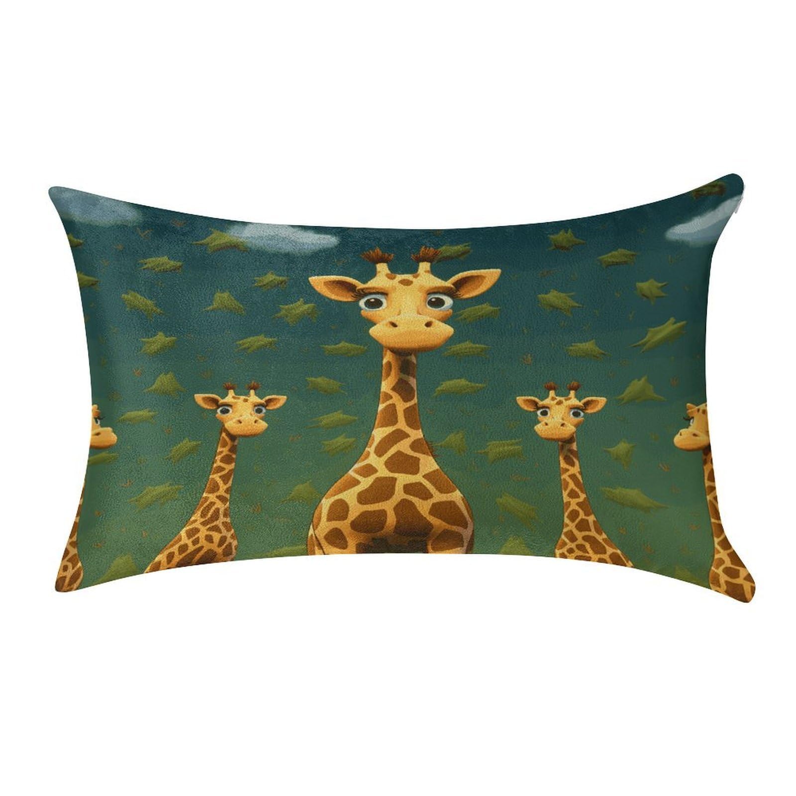 MUSM Cartoon Giraffe Pillow Case 12"X20" Luxury Velvet Throw Pillow Cover Fade Resistant Cozy Soft Pillowcases Pillow Protector Pillow Shams Lumbar Pillow Shells for Home&Gifts