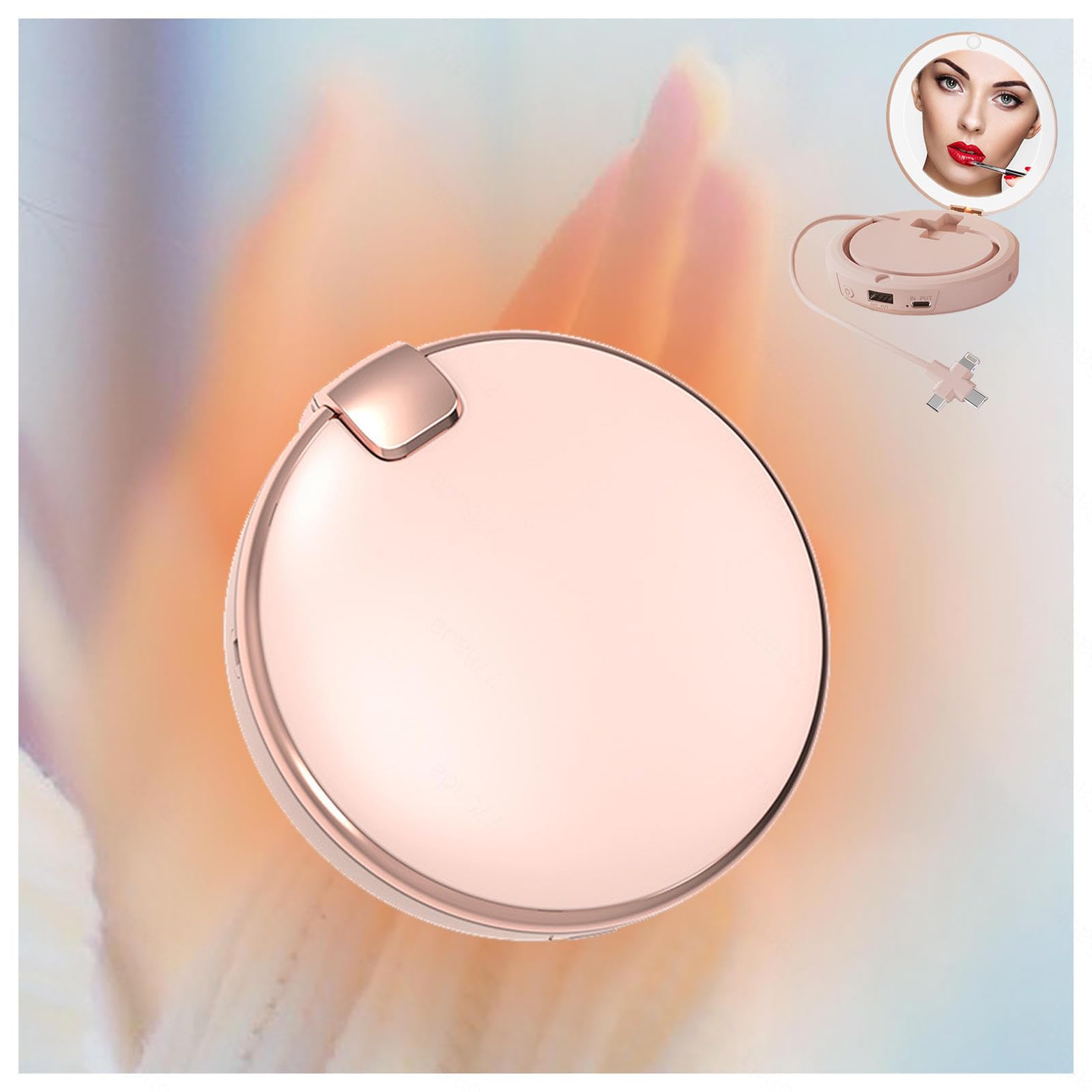 ARTSIM Chauffe-Mains Portable avec Miroir Cosmétique,Banque D'énergie, Chauffe Mains 5000mAh/2 Niveaux De Chauffage pour Le Travail d'hiver,Pêche,Pink