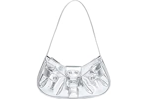 Women's Silver Y2K Pleated Hobo Shoulder Bag