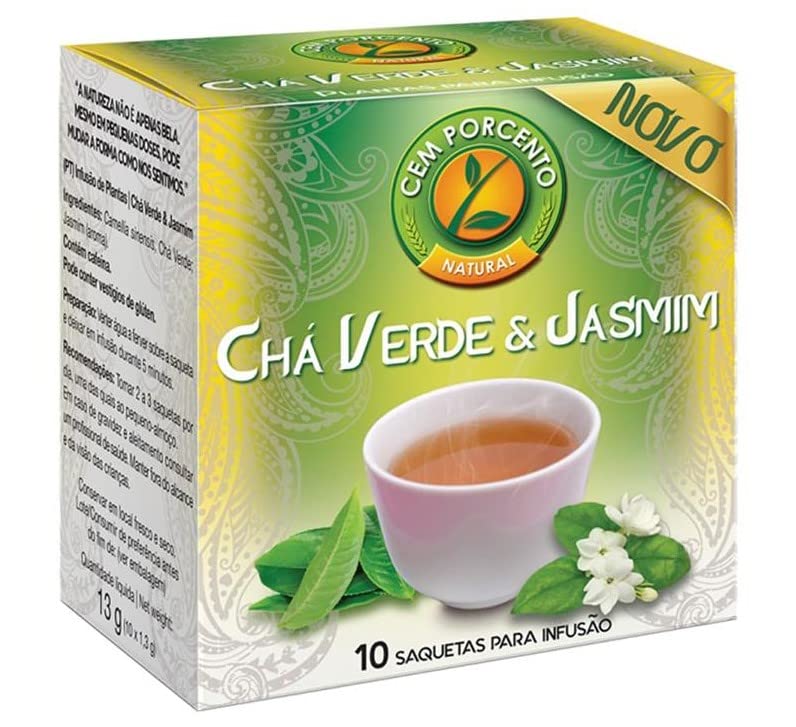 Cem Porcento - Green tea Jasmine/Grüner Tee Jasmin - 10 Teebeutel x 8 = 80 Teebeutel