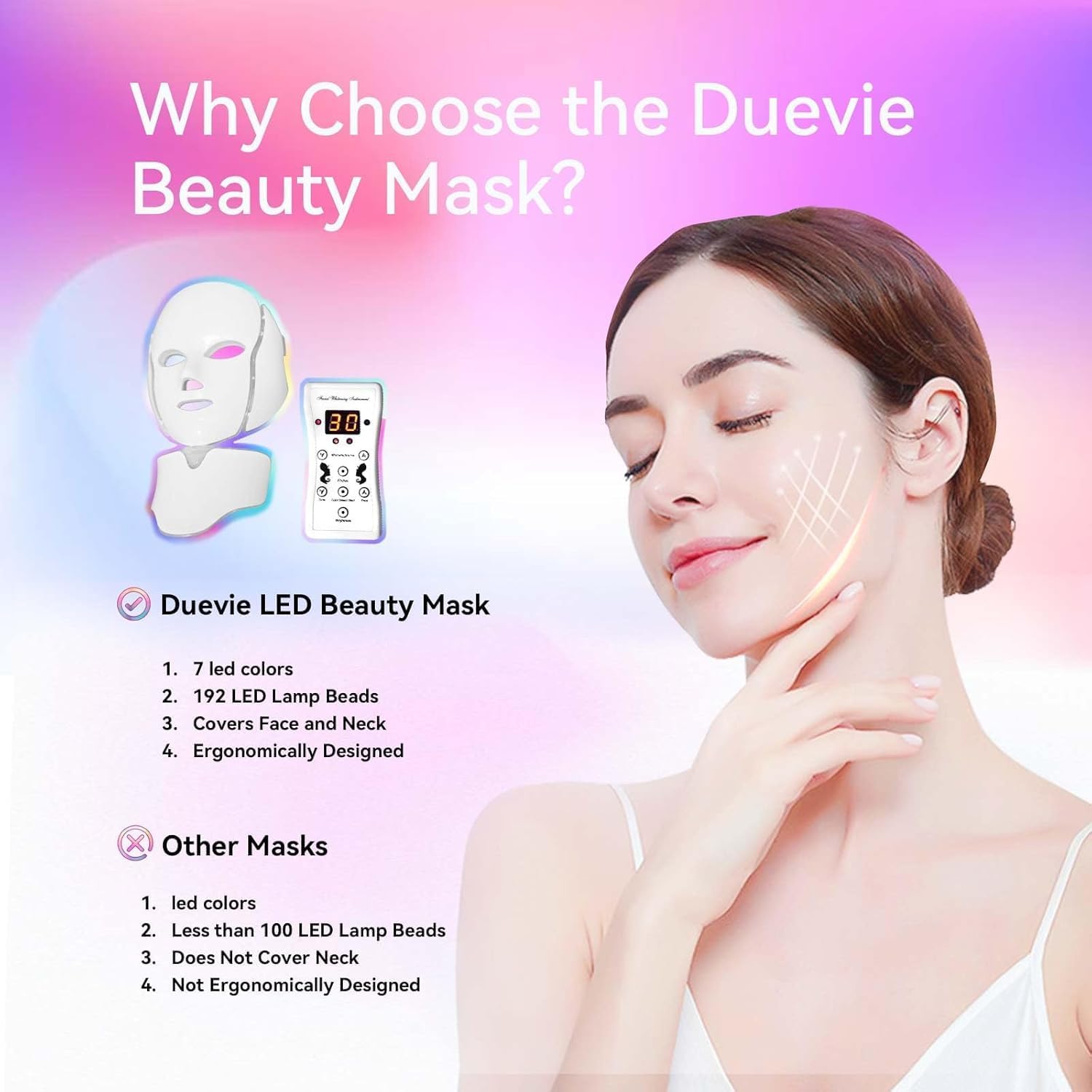 Amazon.com : Duevie LED Facial Mask Therapy Red Light Therapy Mask