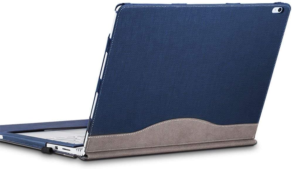 Calfinder Surface Book 2 Case - Premium PU Leather Cover 15 Inch,Magnetic Attraction Detachable Two Ways To Use,Blue