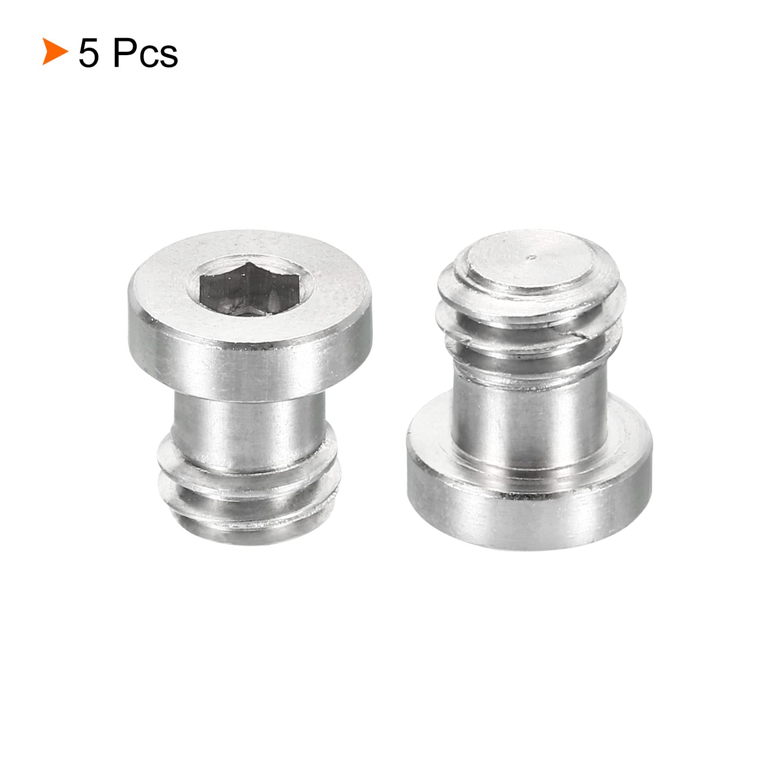 PATIKIL 1/4"-20 Rosca 13mm Longitud Cu00e1mara Ru00e1pida Liberaciu00f3n Tornillo Tru00edpode Tornillo, 5 Paquete Inoxidable Acero Hexagonal Ranura Tornillos Para DSLR Cu00e1mara Equipo Accesorios, Plata