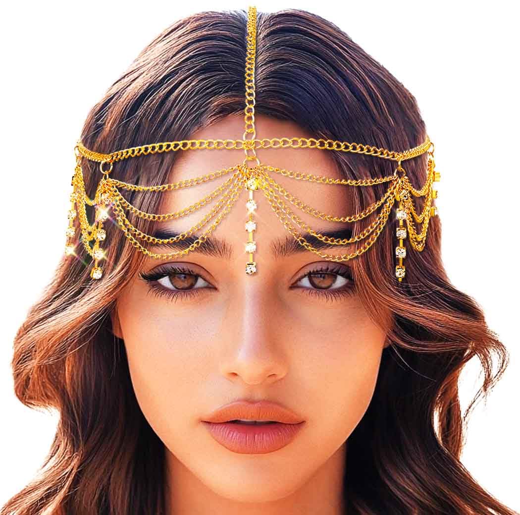 6 Fasce Elastiche Con Strass Per Capelli - Accessori Bohemien Per Donne E Ragazze | Regolabili Per Feste E Matrimoni - Foto 10