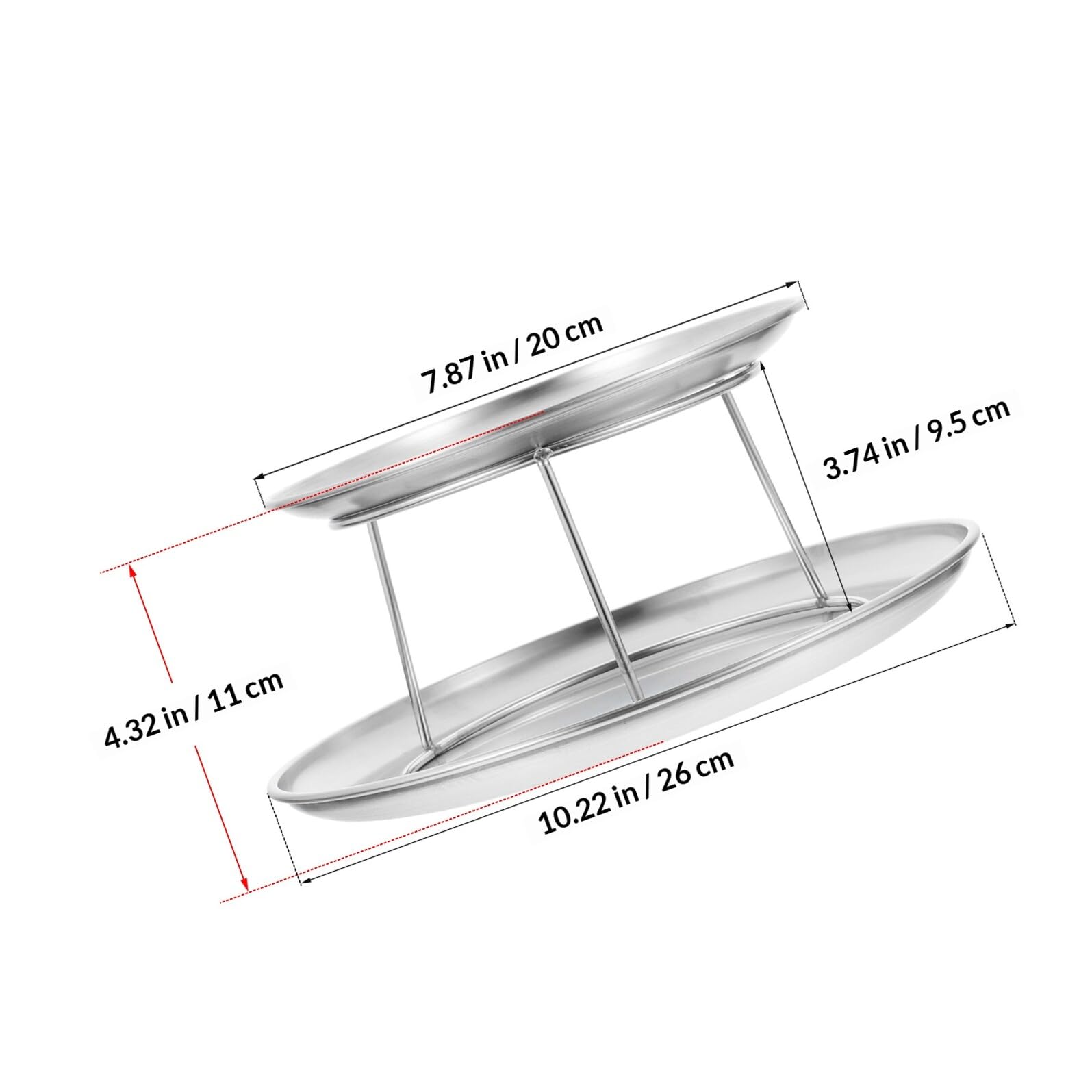 Lurrose Set Piatto da Portata in Acciaio Inox per Antipasti e Dolci, Vassoio per Snack Supporto, per Feste, Matrimoni e Buffet