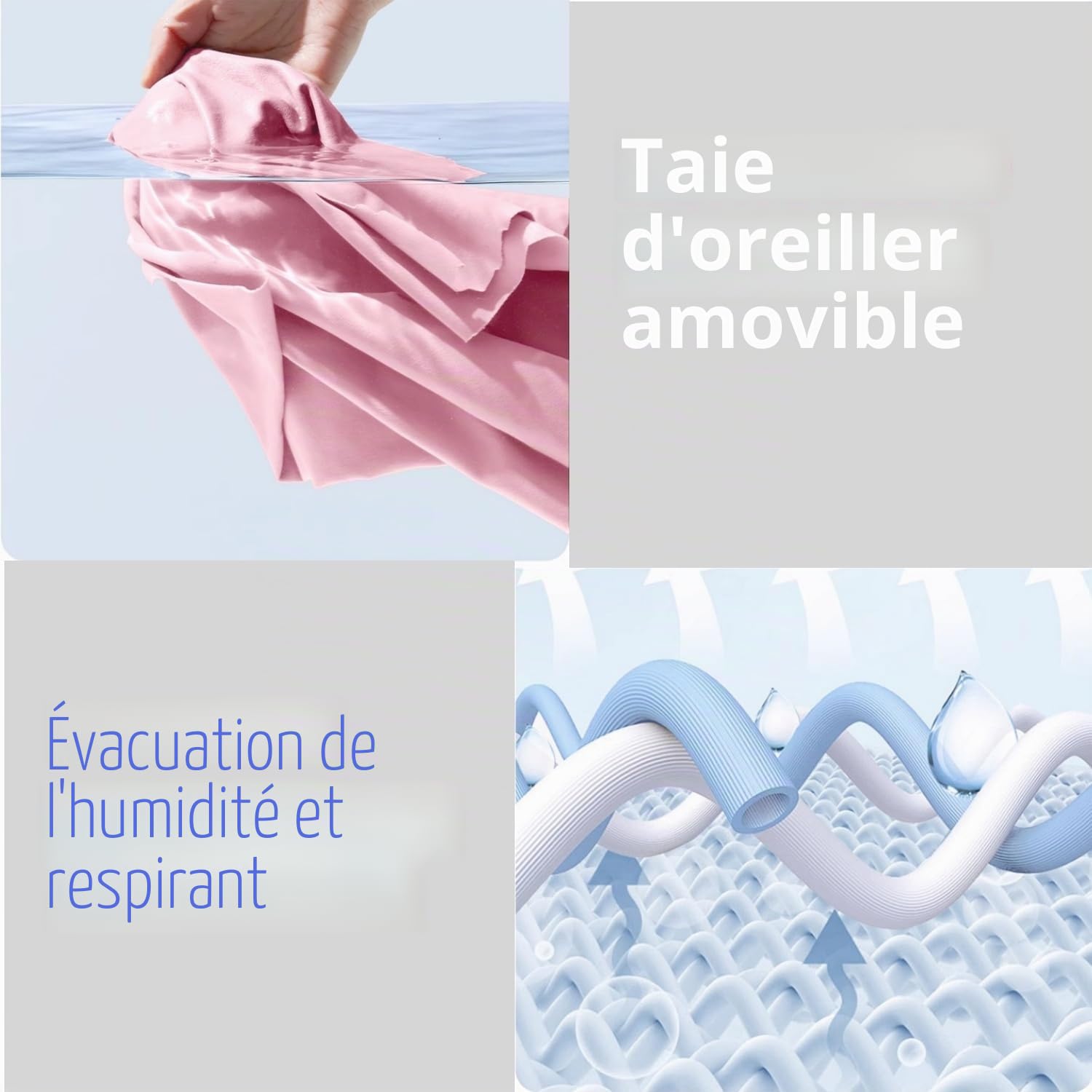 Coussin de dossier et de siège 2 en 1 avec soutien lombaire - Coussin de siège intégré en forme de L en forme de L avec base antidérapante - Respirant pour voiture, bureau, maison (gris foncé)
